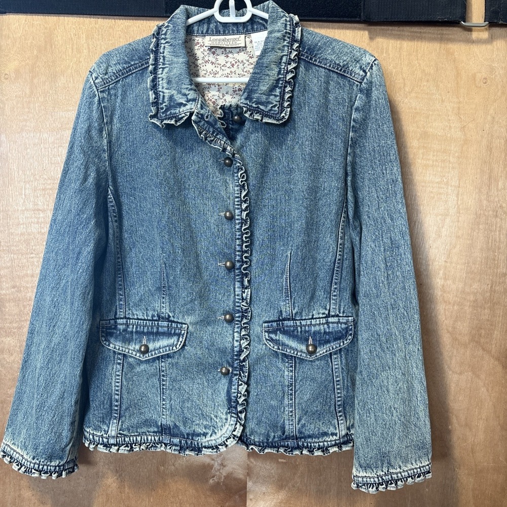 Longaberger Ruffled Jean Jacket VTG Women's Medium